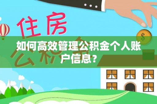 燕巢如何高效管理公积金个人账户信息？